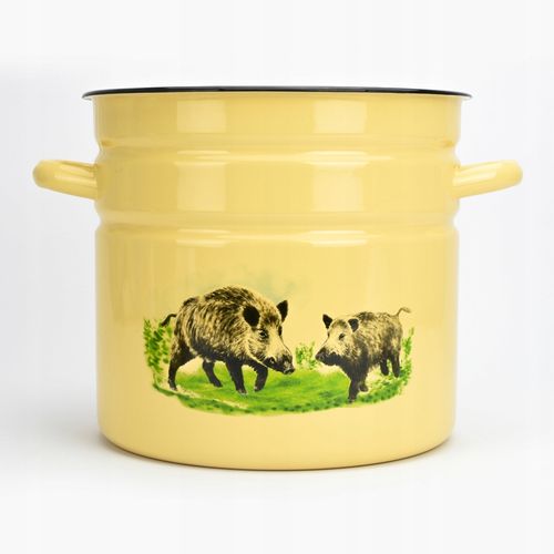 GARNEK EMALIOWANY 12 L Z POKRYWKĄ WZÓR DZIK DO GOTOWANIA POTRAW PRZETWORÓW na Arena.pl