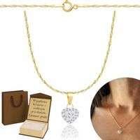 ZŁOTY PEŁNY ŁAŃCUSZEK DAMSKI SINGAPUR SERCE PR. 585 925 + GRAWER GRATIS