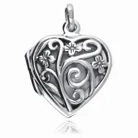 RODOWANY OTWIERANY SREBRNY WISIOR SEKRETNIK PUZDERKO AŻUROWE SERCE SERDUSZK