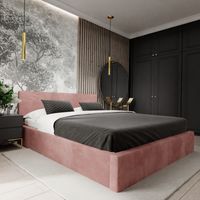 ŁÓŻKO TAPICEROWANE DO SYPIALNI 180x200 PODWÓJNE Z POJEMNIKIEM BRUDNY RÓŻ