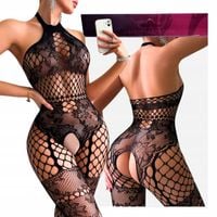 Sexy bielizna erotyczna komplet otwarty body z dziurką strój bodystocking