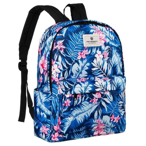 miejski plecak szkolny z wytrzymałego poliestru w roślinny wzór - peterson na Arena.pl
