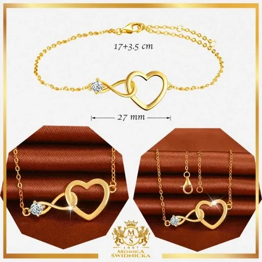 Mennica Świdnicka - Zestaw Złota Bransoletka Naszyjnik Srebro Prezent zdjęcie 7