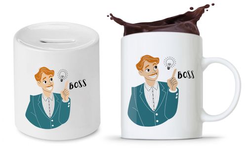 Dla Szefa Szefowej Zestaw Kubek + Skarbonka Z Nadrukiem Ze Zdjęciem na Arena.pl