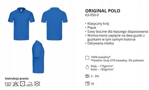 KOSZULKA POLO ORIGINAL FRUIT OF THE LOOOM White L na Arena.pl
