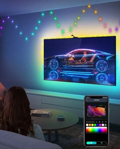 Lampki choinkowe łańcuch świetlny LED 10M 100LED RGB Aplikacja pilot na Arena.pl