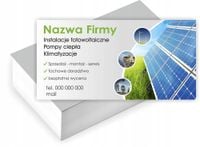 Wizytówki firmowe GOTOWY PROJEKT GRATIS 100 sztuk INSTALACJE FOTOWOLTAICZNE