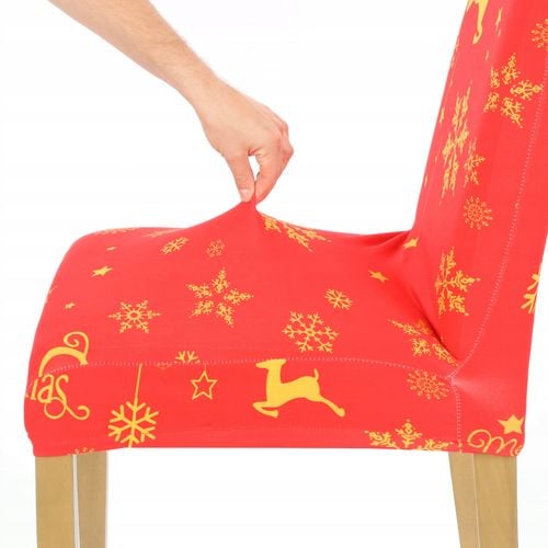 Pokrowiec Na Krzesło Czerwony Świąteczne Wzory Elastyczny na Arena.pl
