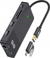 GIQ HUB USB 3.0 / USB-C 11w1 VGA HDMI 4K UHD PD SD TF AUX LAN RJ45 ETHERNET