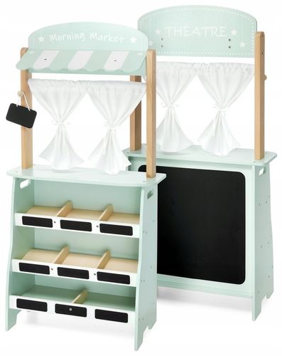 Duży drewniany sklep stragan teatr waga terminal płatniczy warzywa i owoce na Arena.pl