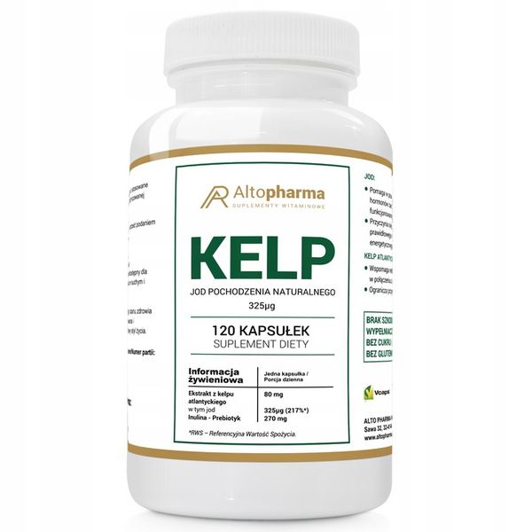 KELP JOD NATURALNY 325mcg +PREBIOTYK WEGE 120 KAPS zdjęcie 1