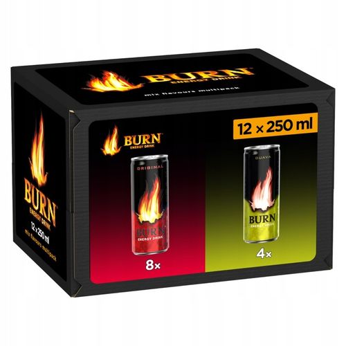 Napój energetyczny Burn Original Guava zestaw mix 12x 250ml na Arena.pl