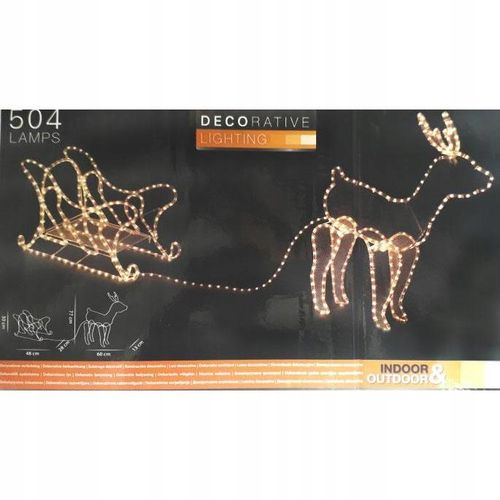 Renifer z Saniami 504 Led Zewnętrzny XXL ZAPRZĘG 230V Świecący Jelonek na Arena.pl