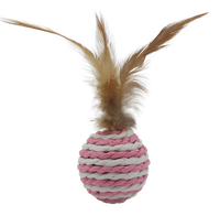 Zabawka dla kota piłka ze sznura naturalnego z piórkiem 4cm UNIQ PETS