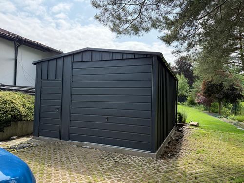 Garaż Blaszany dwuspadowy Rąbek 4x6 Ciemny Grafit MAT PREMIUM na Arena.pl
