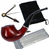 FAJKA DREWNIANA TRADYCYJNA DO PALENIA TYTONIU + ETUI + WYCIORY + UBIJAK