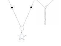 RODOWANY SREBRNY NASZYJNIK GWIAZDA CZARNE CYRKONIE