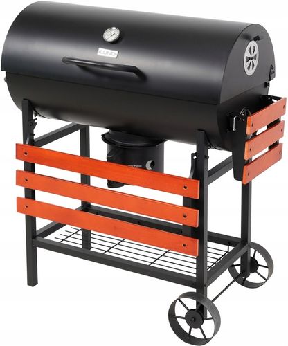 GRILL OGRODOWY WĘGLOWY Z POKRYWĄ DUŻY RUSZT 71x34,5cm POPIELNIK 3 PÓŁKI na Arena.pl