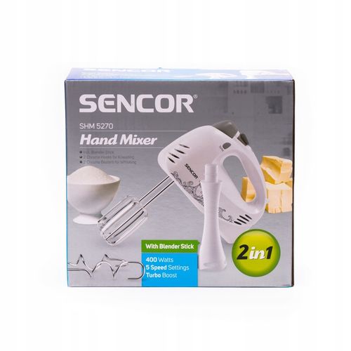 Lekki mikser ręczny blender CICHY 400W TURBO 5 pręd Sencor SHM 5270-EUE3 na Arena.pl