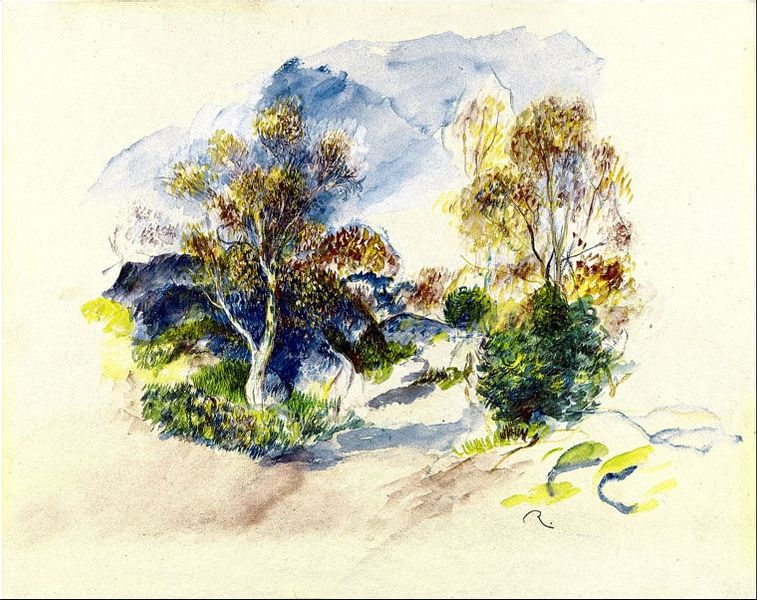 Landscape with a Path between Trees, Auguste Renoir - plakat 29,7x21 cm zdjęcie 1
