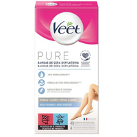 Veet Pure Plastry Z Woskiem Do Depilacji Ciała Do Skóry Wrażliwej 40 Szt.