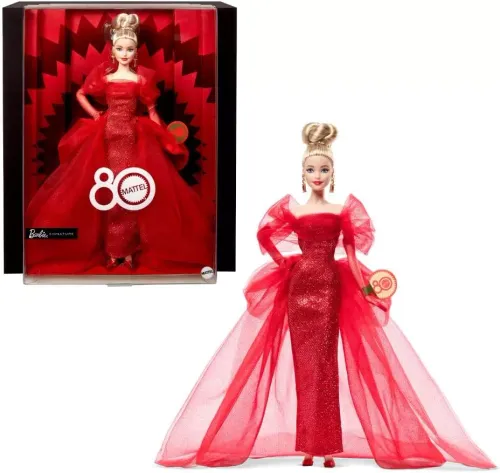 Barbie. Mattel 80th Anniversary Lalka kolekcjonerska w czerwonej sukni na Arena.pl