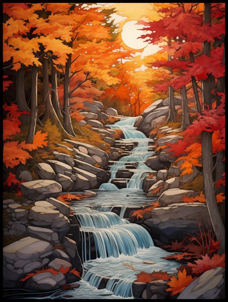 Plakat 75x100cm Jesienne Wodospady zdjęcie 2