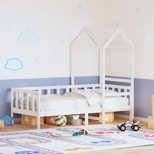 Łóżko dzienne z daszkiem, białe, 80x200 cm, lite drewno sosnowe na Arena.pl