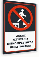 Tabliczka znak informacyjny 20x15 Antracyt NIEBEZPIECZNE RUSZTOWANIE Dibond