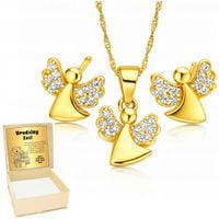 Złote Kolczyki Naszyjnik Aniołki 925 na Chrzest