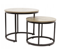 Stoliki kawowe okrągłe zestaw stolików loft fi 70x47cm fi 50x39 dąb sonoma
