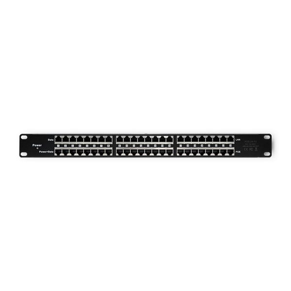 Qoltec Patch panel | 48V | 24 porty | Passive PoE Injector | 1000m | Czarny zdjęcie 1