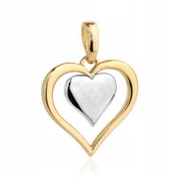 Zawieszka złota 585 kontur serca z pełnym sercem