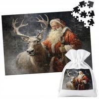 PUZZLE TRADYCYJNE - ŚWIĄTECZNE WZORY MIKOŁAJ RENIFER PREZENT - 96 el