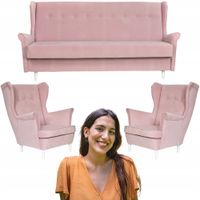 Zestaw Mebli Wypoczynkowych do salonu pudrowy róż ARI