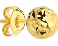 ZŁOTY KOLCZYK DIAMENTOWANA KULKA NACINANA 4 MM 585 KULKA SZTYFT HELIX 1 SZT