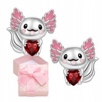 KOLCZYKI SREBRNE AKSOLOTL DLA DZIEWCZYNKI DZIECI SERCE WODNY SMOK PREZENT