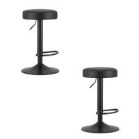 Hoker czarny obrotowy ekoskóra ROJST 2 szt. z podnóżkiem baza czarna