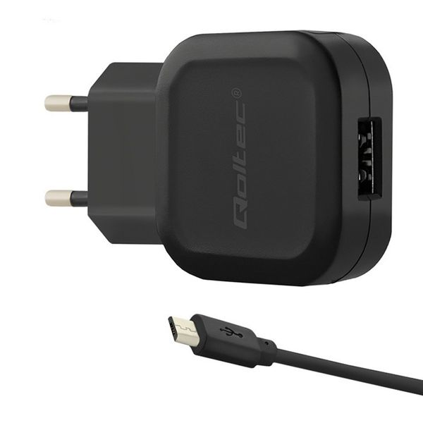 Qoltec Ładowarka sieciowa 5V | 2.4A | 12W | USB + kabel Micro USB zdjęcie 1