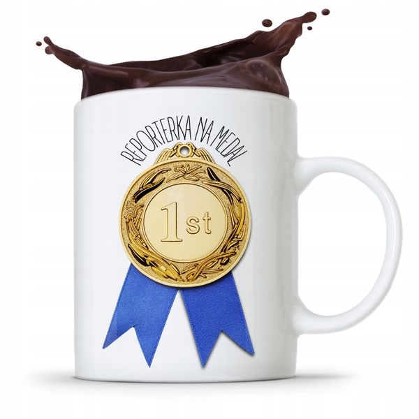 Kubek Dziennikarza Reportera Reporterka Na Medal Z Nadrukiem Ze Zdjęciem zdjęcie 1