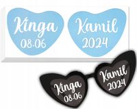 Naklejki na okulary serca wesele ślub panieński zestaw 12 szt.