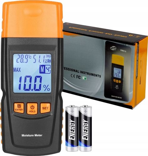 WILGOTNOŚCIOMIERZ MIERNIK WILGOTNOŚCI DO DREWNA 4 GRUPY POMIARU 9V+ BATERIE na Arena.pl
