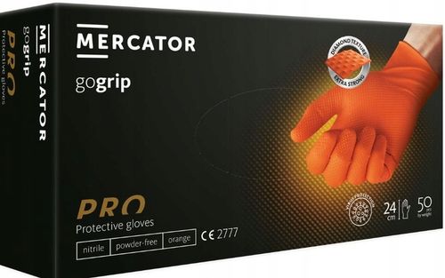 Rękawice Nitrylowe Mercator GOGRIP ORANGE Pomarańczowe 50 sztuk L na Arena.pl