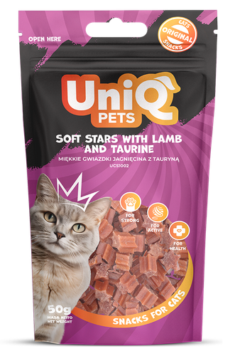 UNIQ PETS przysmaki dla kota miękkie z jagnięciny i tauryną 50g | 30 sztuk na Arena.pl