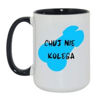 KUBEK "CHUJ NIE KOLEGA" Wzór - Duży Biało-Czarny 450 ml