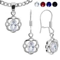 SREBRNY PRZESTRZENNY KOMPLET KOLOROWE KAMIENIE SREBRO PRÓBY 925