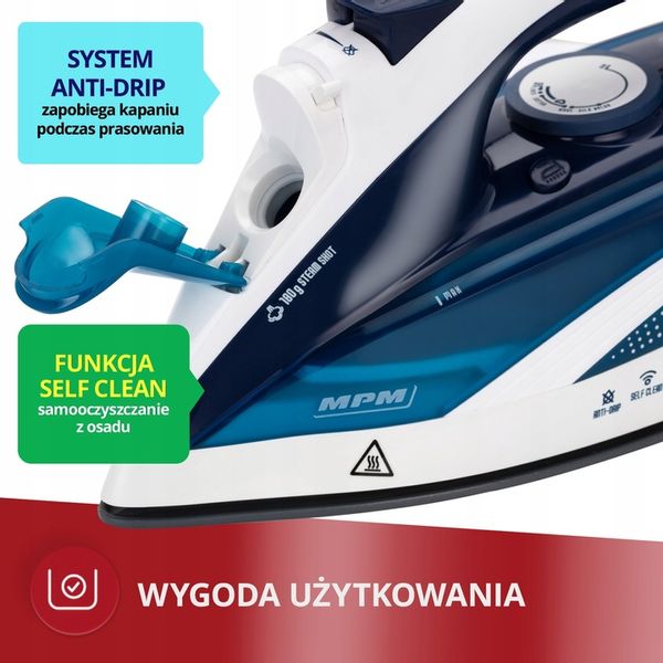 Żelazko parowe stopa ceramiczna duża moc MPM MZE-21/NS zdjęcie 9