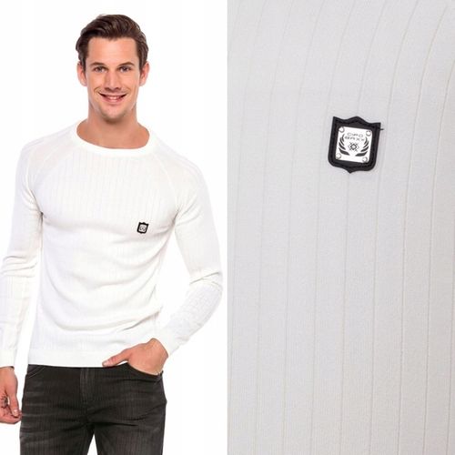 CIPO BAXX SWETER W PRĄŻKI WHITE BASIC GŁADKI~XXL na Arena.pl