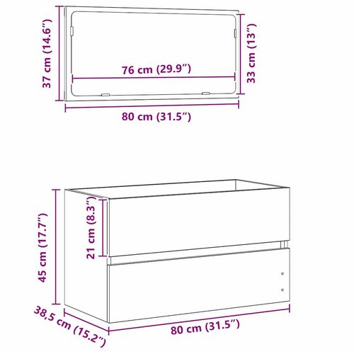 Zestaw Mebli Łazienkowych 2 pcs Czarny Dąb 80 x 38.5 x 45 cm na Arena.pl