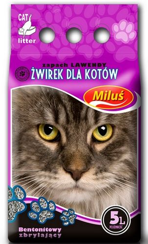 Wydajny żwirek bentonitowy dla kota o przyjemnym zapachu lawendy - Miluś 5L na Arena.pl